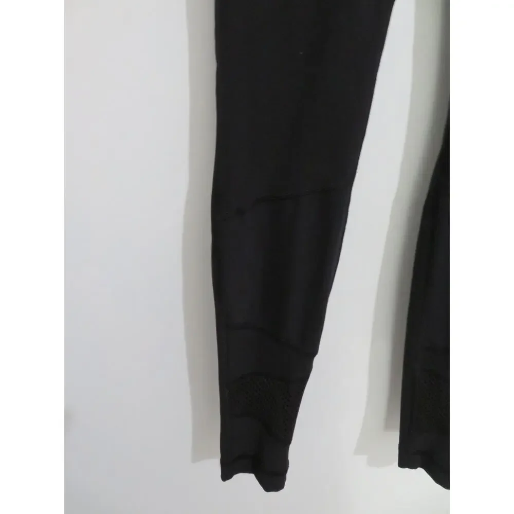 Lululemon Women Sz 6 Black Wunder Under Mesh Legging Athletic Sleek Sporty
